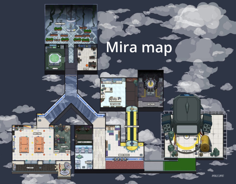 skeld mira hq among us map layout